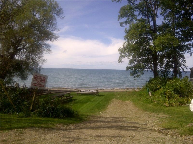 Dirt path entrance to a Lake Erie Beach