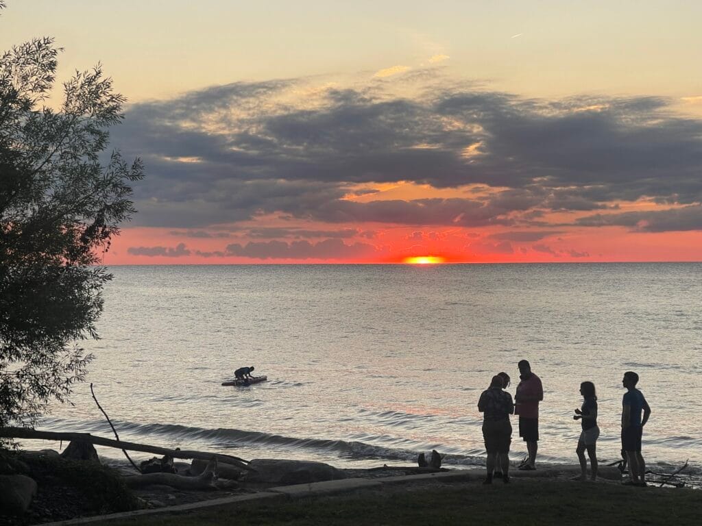 Woodmere Beach at sunset and swim